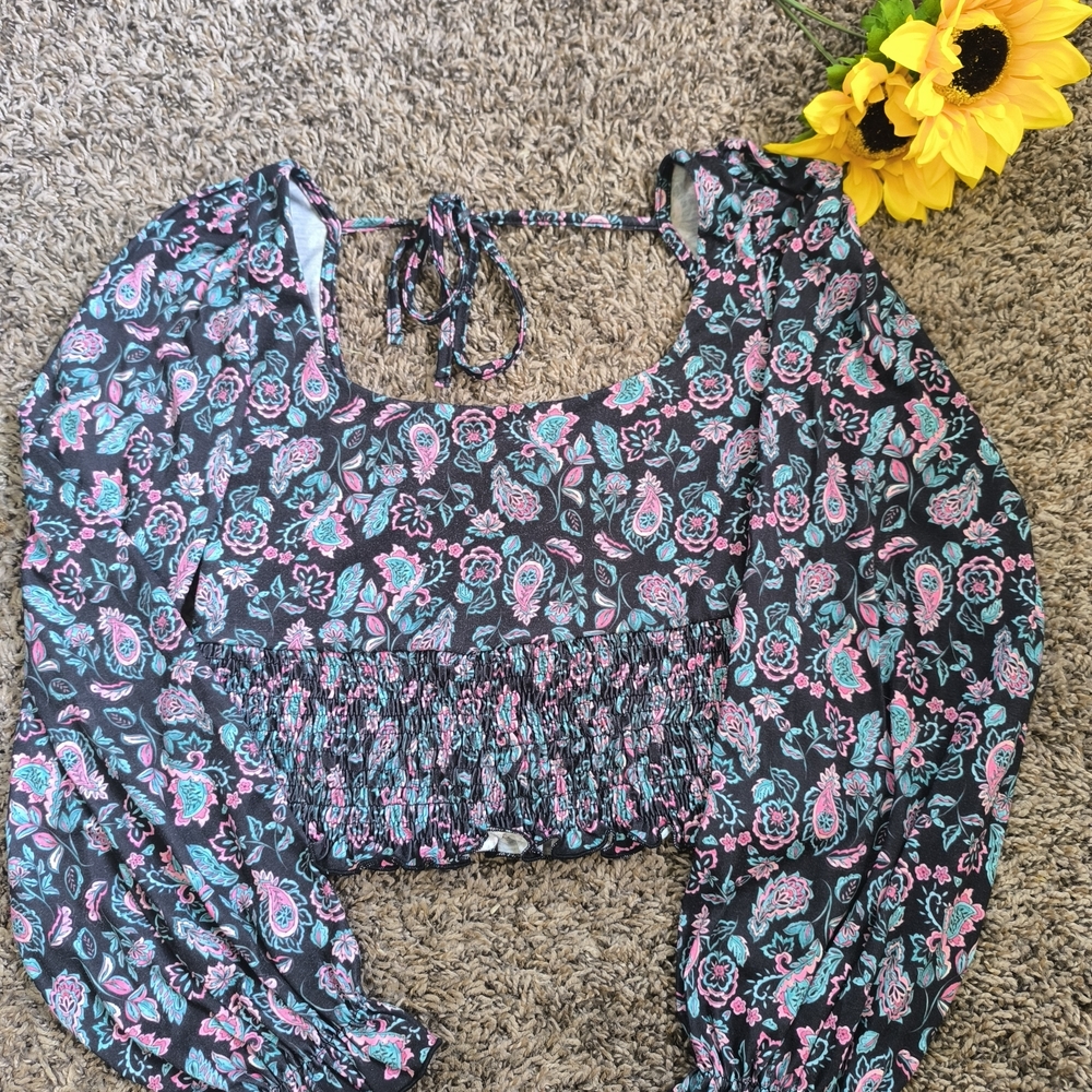 Floral Black and Pink Women's Top